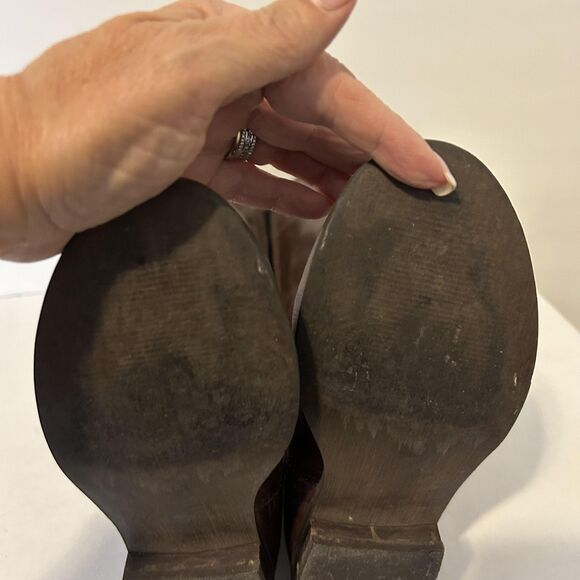 Marc Fisher Boots Womens Size 8 Brown Riding Knee High Side Zip Buckle Tall - Picture 11 of 14